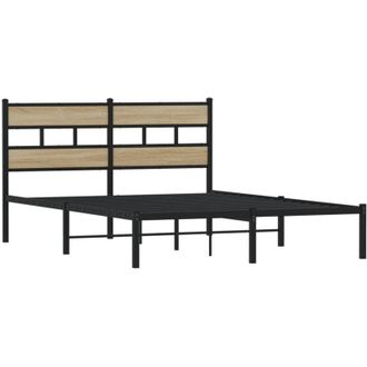 vidaXL Estructura De Cama Sin Colch&oacute;n Metal Roble Sonoma 160x200 Cm Vidaxl