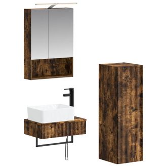 vidaXL Juego De Muebles De Ba&ntilde;o 4 Pcs Roble Ahumado 50 X 14,5 X 70 Cm Vidaxl
