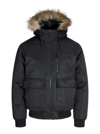 Jack & Jones Bomberjacke JACK & JONES JJCHARLIE DETACHABLE FAUX FUR BOMBER, Herren, Gr. XXL, schwarz, Web, Obermaterial: 100% Polyester, unifarben, regular fit, Ja