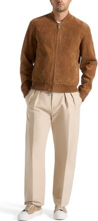 Mani&egrave;re De Voir Arsene Suede Bomber Jacket in Fawn at Nordstrom, Size X-Small