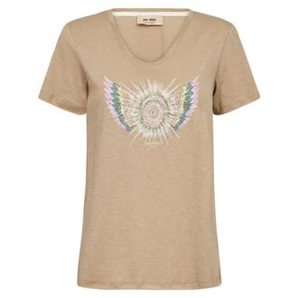 Mos Mosh T-Shirts, female, Beige, Size: XL Romi Gethi O-Ss Glam Tee Twill
