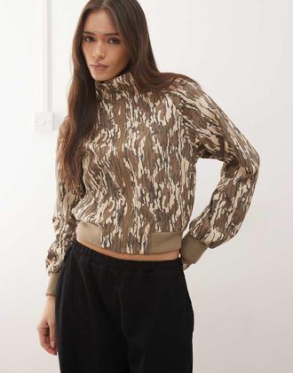 Collusion Giacca sportiva con collo a imbuto e zip mimetica-Marrone