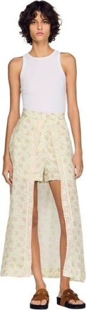 Sandro Floral print maxi skort in Pink /Green at Nordstrom, Size 38 Eu