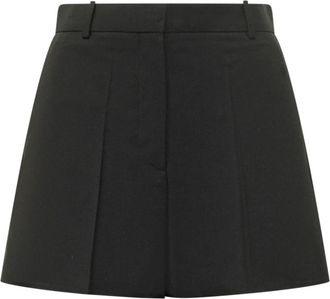 Givenchy Geplooide Achterkant Shorts in Wol en Mohair - Dames - Korte rokken - Zwart - S - Wol - Rokken