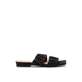 Ganni Sliders, female, Black, 6 UK, Black Flat Sandals with Logo