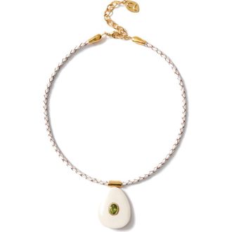 Chan Luu Braided Leather Pendant Necklace in Peridot at Nordstrom