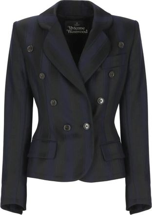 Vivienne Westwood Gestreepte Double-Breasted Blazer - Dames - Blazers - Blauw - XS - Wol - Jassen