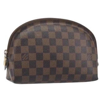 Louis Vuitton Pre-owned Damier Ebene Pouch - Dames - Vintage Accessoires - Bruin - ONE Size - Leer - Vintage