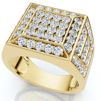 Pompeii3 3Ct Diamond Mens Cluster Anniversary Wedding Ring in 10k Yellow Gold
