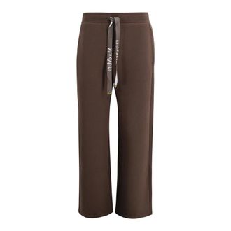 Max Mara Broeken, Dames, Bruin, M, Katoen, Wide-leg joggingbroek