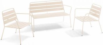 Oviala Conjunto De Muebles De Jard&iacute;n De Metal Marfil De 4 Plazas - Palavas