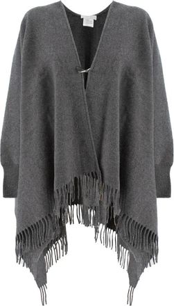 Le Tricot Perugia Wol Kasjmier Mix Lichtgewicht Mantel - Dames - Ponchos - Grijs - ONE Size - Wol - Jassen