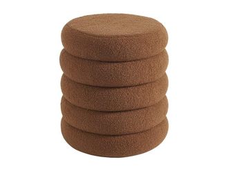 VENTE-UNIQUE.COM Puf en tela boucl&eacute; terracota ecambiwordwrap{70}}