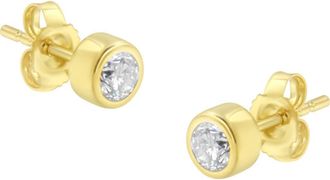 House of Brilliance 10K Gold 1/3rd Cttw Diamond Bezel Stud Earrings in Yellow at Nordstrom