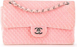 Chanel Pre-owned Womens Classic Flap Mini Quilted Velvet - Pink Textile - One Size