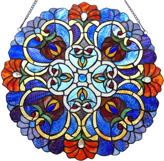 Chloe Lighting ANGELA Victorian Tiffany-glass Window Panel 21 Wide