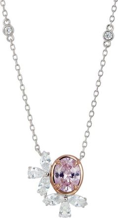 Savvy Cie Jewels Silver CZ Cluster Necklace