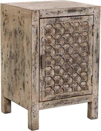 Wanderlust Deco Mesita de noche de madera artesanal gris 45x35x60h cm