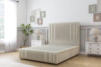 Sloomy Kingsley Plush Divan Base No Drawers-54 Headboard & 12 Footboard in Cream | Size: Small Double