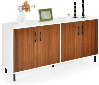 Costway Costway - Aparador Buffet Para Comedor De 4 Puertas, Armario De Almacenamiento, Armario De Servicio Buffet, Estructura De 5 Patas, Armario De Acento I