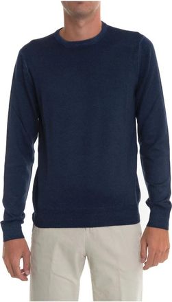 Gran Sasso Steen Gewassen Wol Slim Fit Pullover - Heren - Ronde hals truien - Blauw - 4XL - Wol - Truien & Vesten