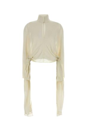 Alaia Off White Mandarin Collar Top
