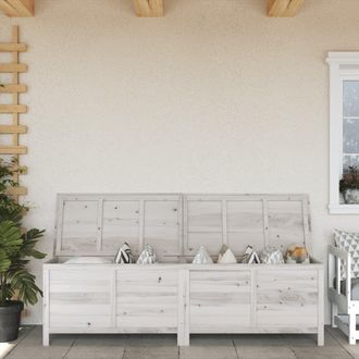 Berkfield Home Garden Storage Box White 198.5x50x56.5 cm Solid Wood Fir