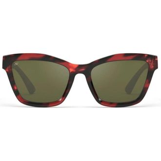 Serengeti Eyewear Rolla Bold Rectangular Tortoiseshell Sunglasses with Green Lenses