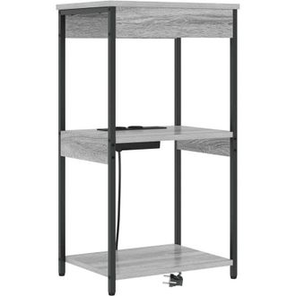 vidaXL Vidaxl - Cabinete De Noche Con Estaci&oacute;n De Carga Con Estante Gris Sonoma