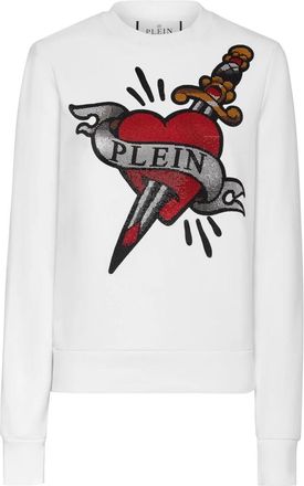 Philipp Plein Sweatshirt Love - Dames - Sweatshirts - Wit - S - Katoen - Hoodies & sweatvesten