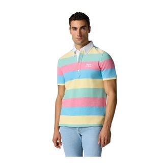 Brooks Brothers Tops, Heren, Veelkleurig, L, Katoen, Gestreept Rugby Pique Poloshirt