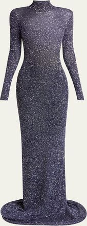 Balenciaga Sequined Mock-Neck Maxi Dress