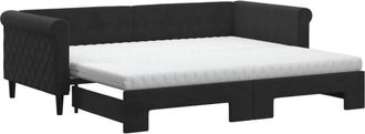vidaXL Vidaxl - Sof&aacute; Cama Nido Con Colch&oacute;n Terciopelo Negro 90x200 Cm