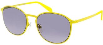 Calvin Klein Ronde metalen zonnebril voor vrouwen - Dames - Zonnebrillen - Geel - ONE Size - Accessoires