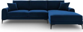 BLOOMINGLOFT Design Ecksofa Madara mit Samtbezug - Königsblau