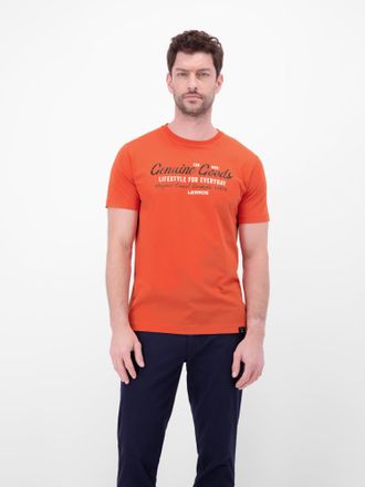 Lerros T-Shirt LERROS T-Shirt in Jersey-Qualit&auml;t mit Print, Herren, Gr. XXL, vivid rot, 100% Baumwolle, Rundhals, Shirts T-Shirt