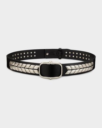 Isabel Marant Belja Metal-Embellished Leather Belt