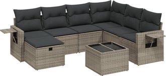 vidaXL Vidaxl - Set De Sof&aacute;s De Jard&iacute;n 8 Pzas Y Cojines Rat&aacute;n Sint&eacute;tico Gris