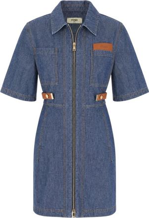 Fendi Abitino Denim - Dames - Korte kleedjes - Blauw - XS - Denim - Kleedjes