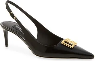 Dolce & Gabbana Beauty DG Logo Pointed Toe Slingback Pump in Black at Nordstrom, Size 37.5