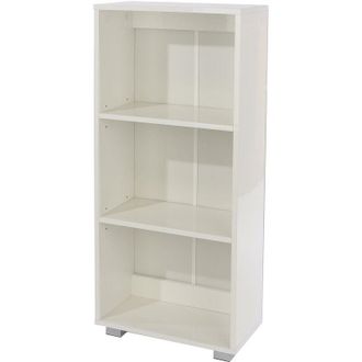 Home Source Industries Home Source - 3 Tier Low Bookcase Display Unit dvd Book cd Storage High Gloss White Finish