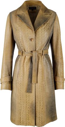 Roberto Cavalli Croc Embossed Leather Trench Coat - 00s