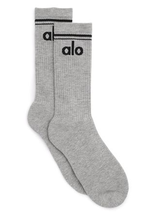 Alo | Throwback Socks in Athletic Heather Grey/Black, Size: Small