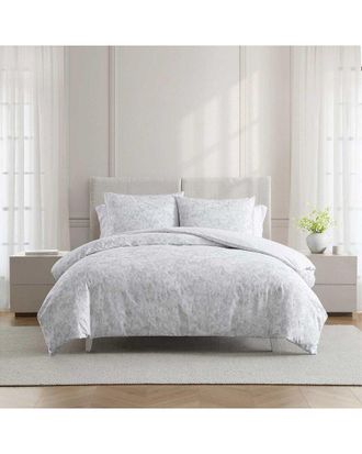 Vera Wang 220 Thread Count Nebulous Flower Reversible Cotton Sateen Duvet Set