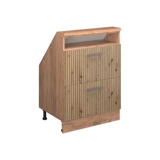 Vicco Armario De Cocina Para Techo Inclinado R-line, Roble Artesanal/roble Dorado, 60 Cm Con 2 Cajones, Vicco