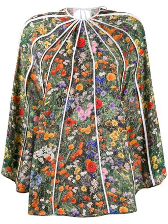Stella McCartney floral photographic print asymmetric blouse - women - Cotton - 36 - Green