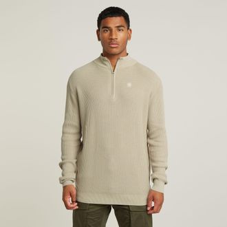 G-Star Mens G-Star RAW Serrated Knitted Skipper - Beige Cotton - Size Large