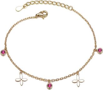 Rachel Glauber 14K Plated Cz Charm Bracelet