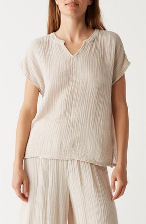 Michael Stars Naomi Split Neck Gauze Top in Cement at Nordstrom, Size X-Small
