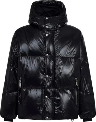 Khrisjoy Jassen, Dames, Zwart, S, Polyester, Zwarte Gewatteerde Jas met Capuchon